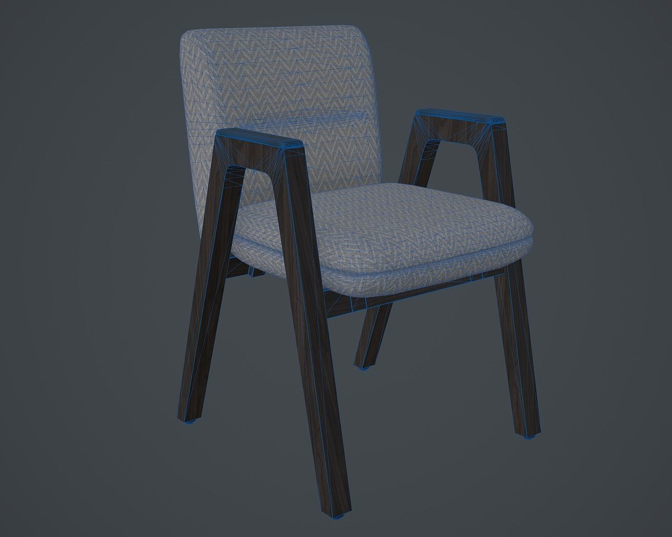 Chair with Cushion Low-poly 3D model_1