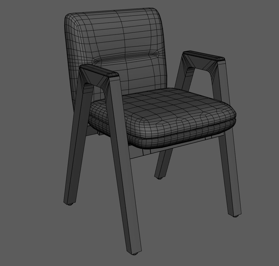 Chair with Cushion Low-poly 3D model_3