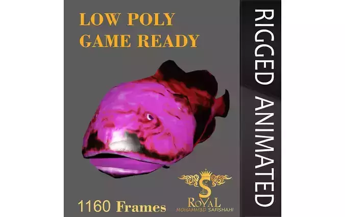 Animated Blob Fish - Loop Animation with 1160 Frames Low-poly 3D model
