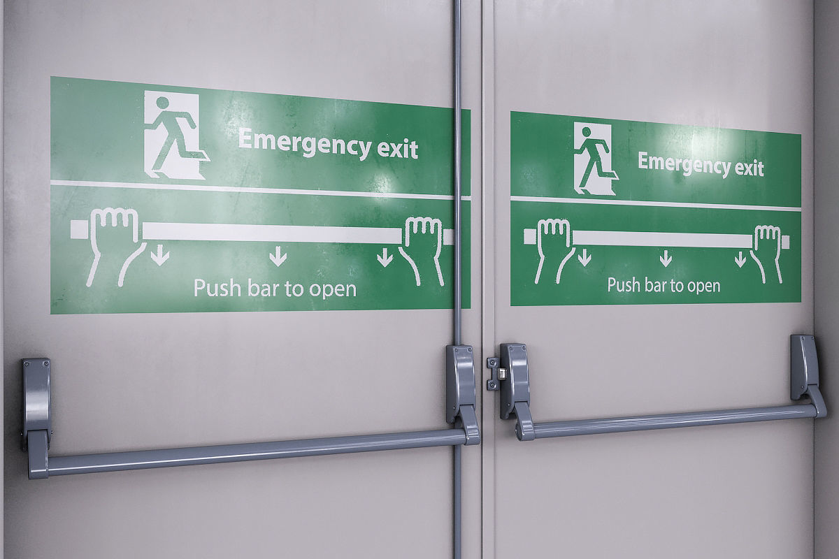 Emergency door Low-poly 3D model_1