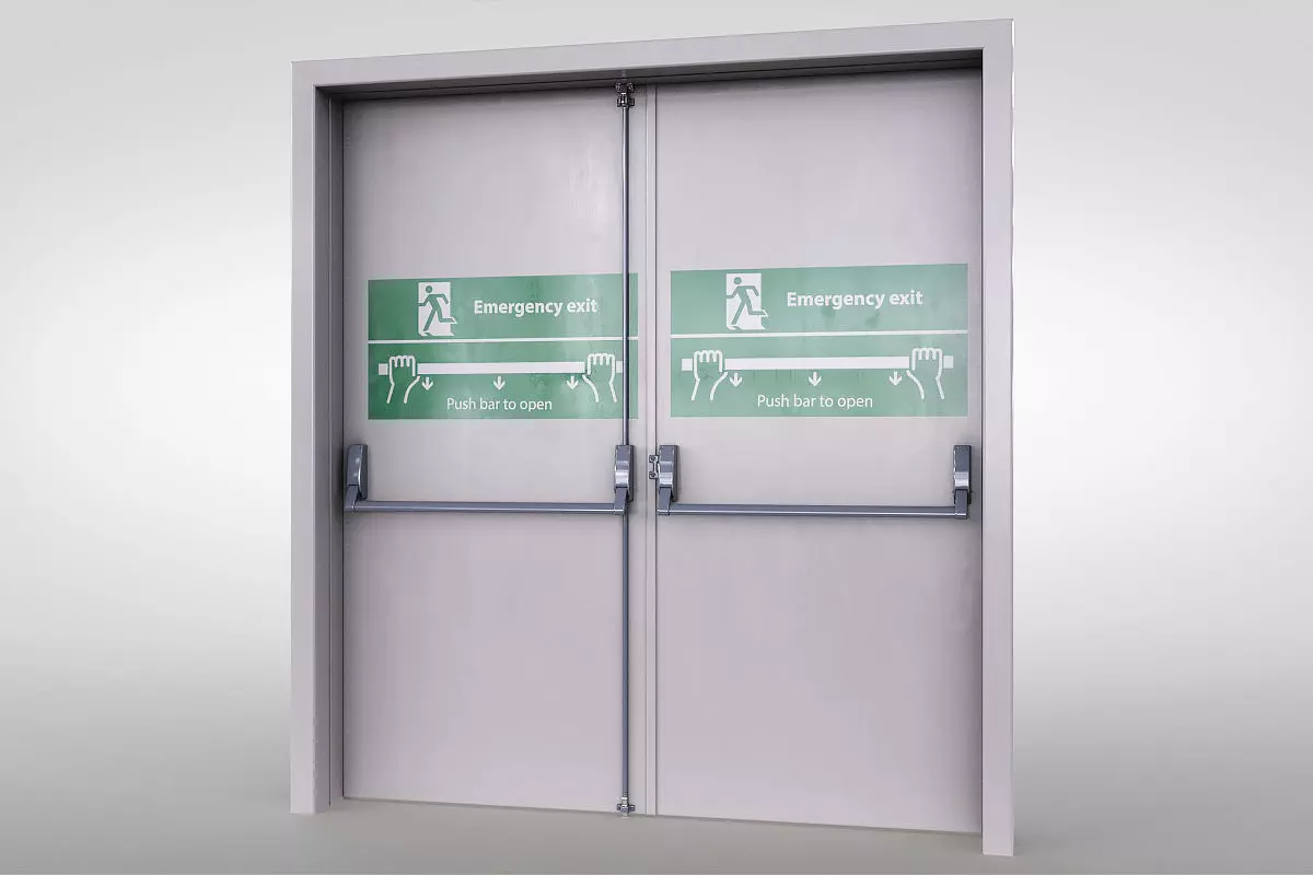 Emergency door Low-poly 3D model_0