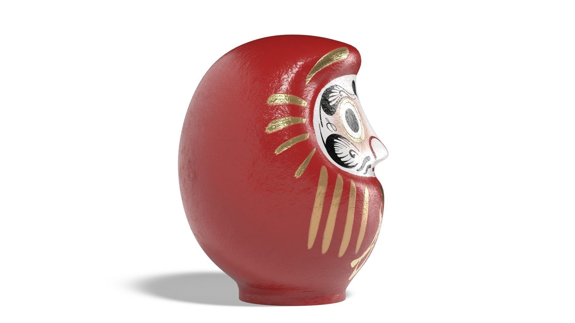 Daruma japanese doll Low-poly 3D model_2
