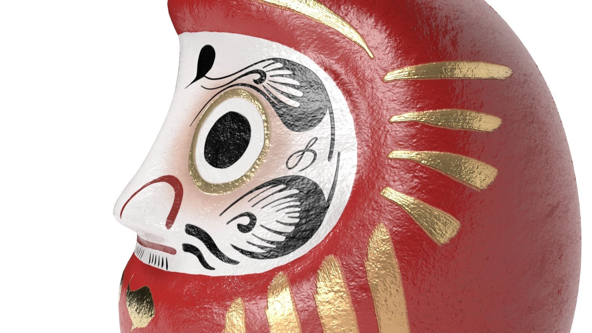 Daruma japanese doll Low-poly 3D model_4