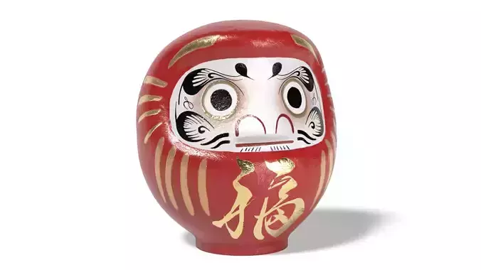 Daruma japanese doll Low-poly 3D model