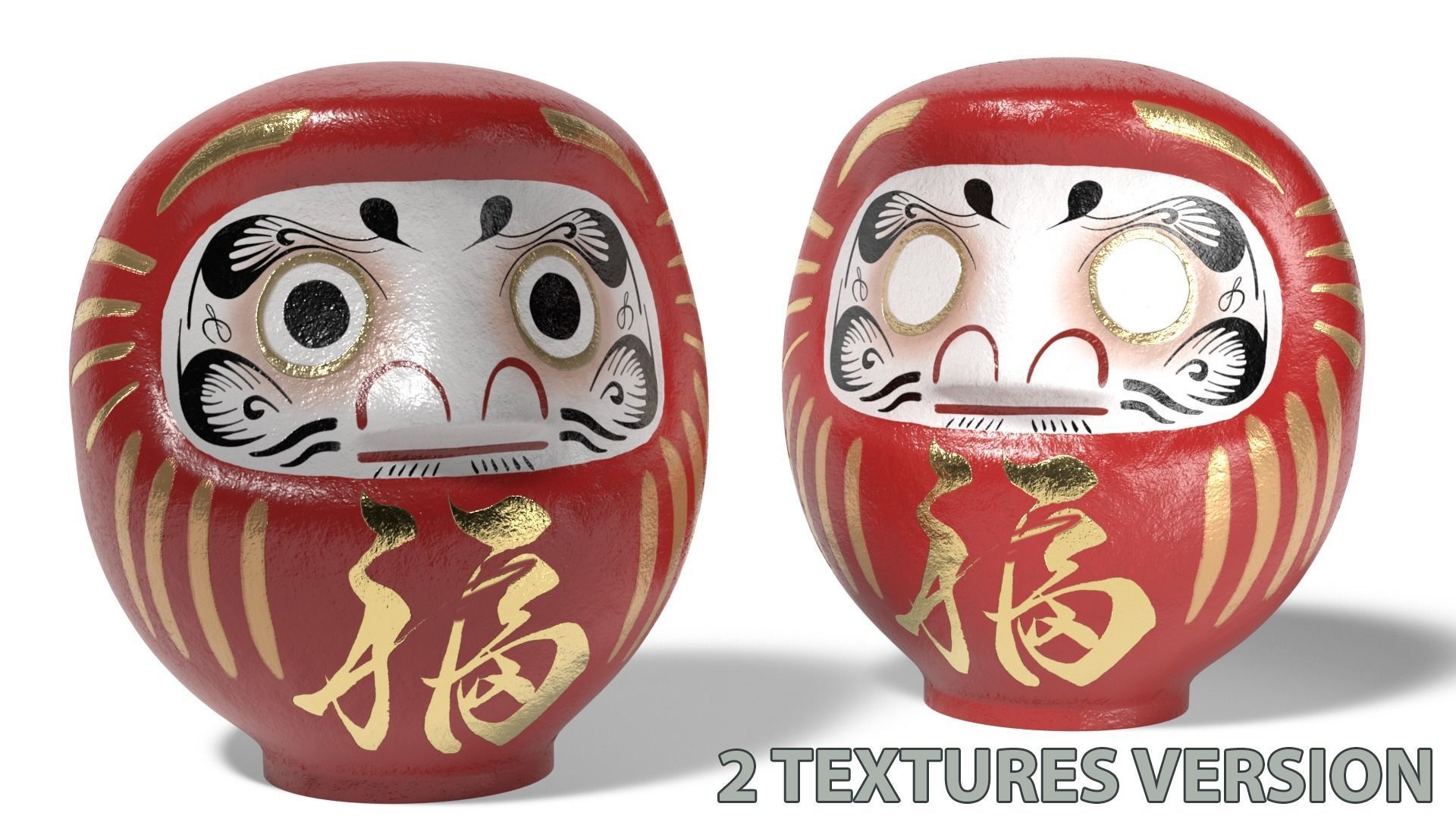Daruma japanese doll Low-poly 3D model_1