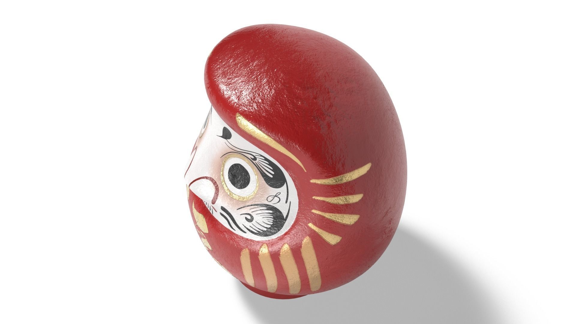 Daruma japanese doll Low-poly 3D model_3