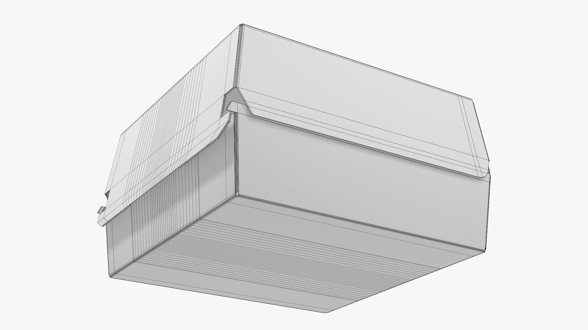 Empty fast food corrugated cardboard box 3D model_8