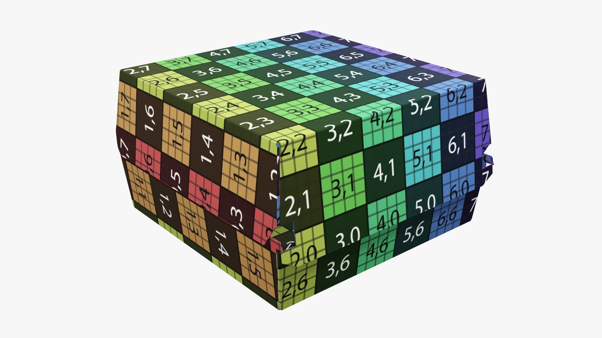 Empty fast food corrugated cardboard box 3D model_10