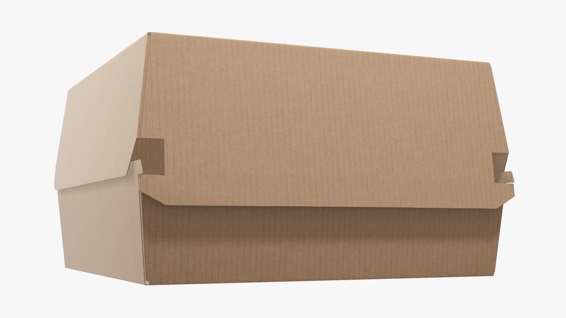 Empty fast food corrugated cardboard box 3D model_4