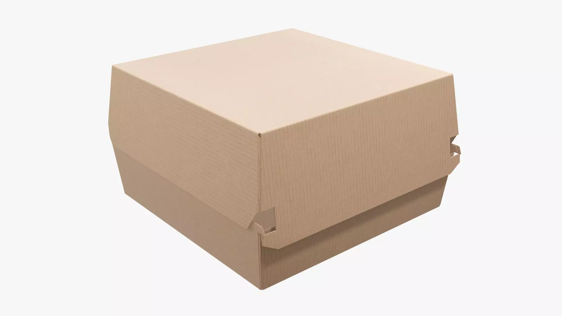 Empty fast food corrugated cardboard box 3D model_0