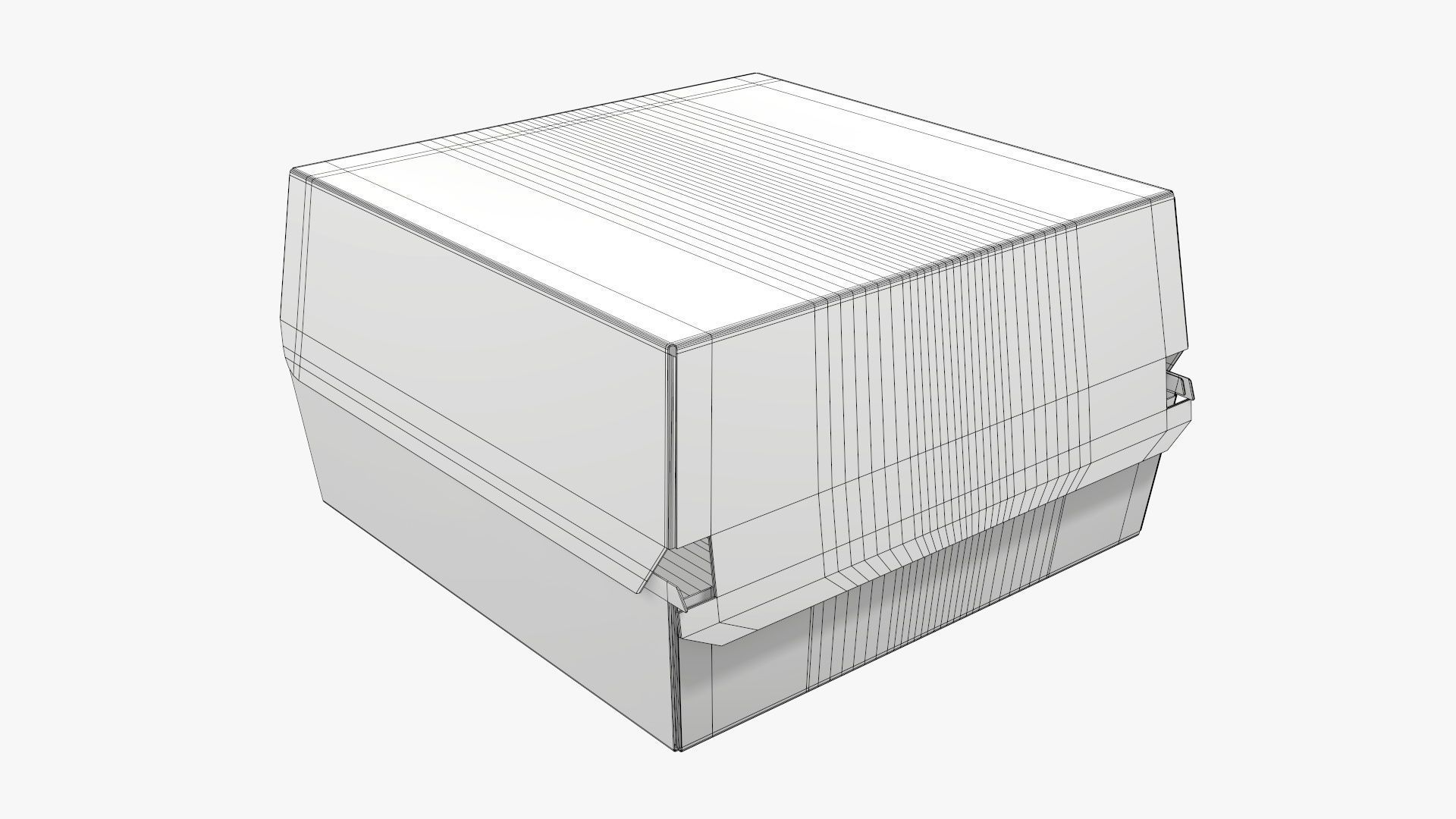 Empty fast food corrugated cardboard box 3D model_5