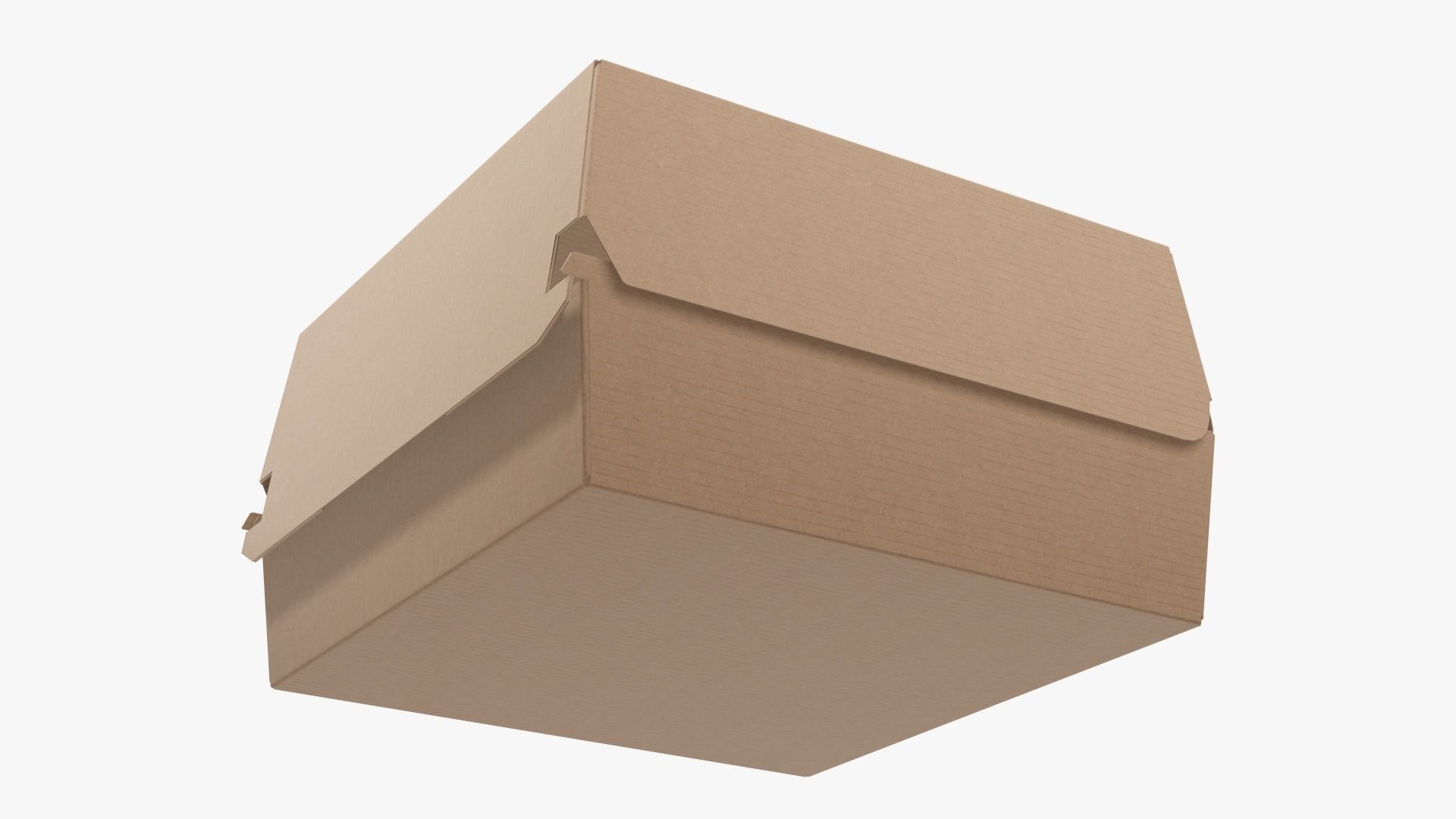 Empty fast food corrugated cardboard box 3D model_3