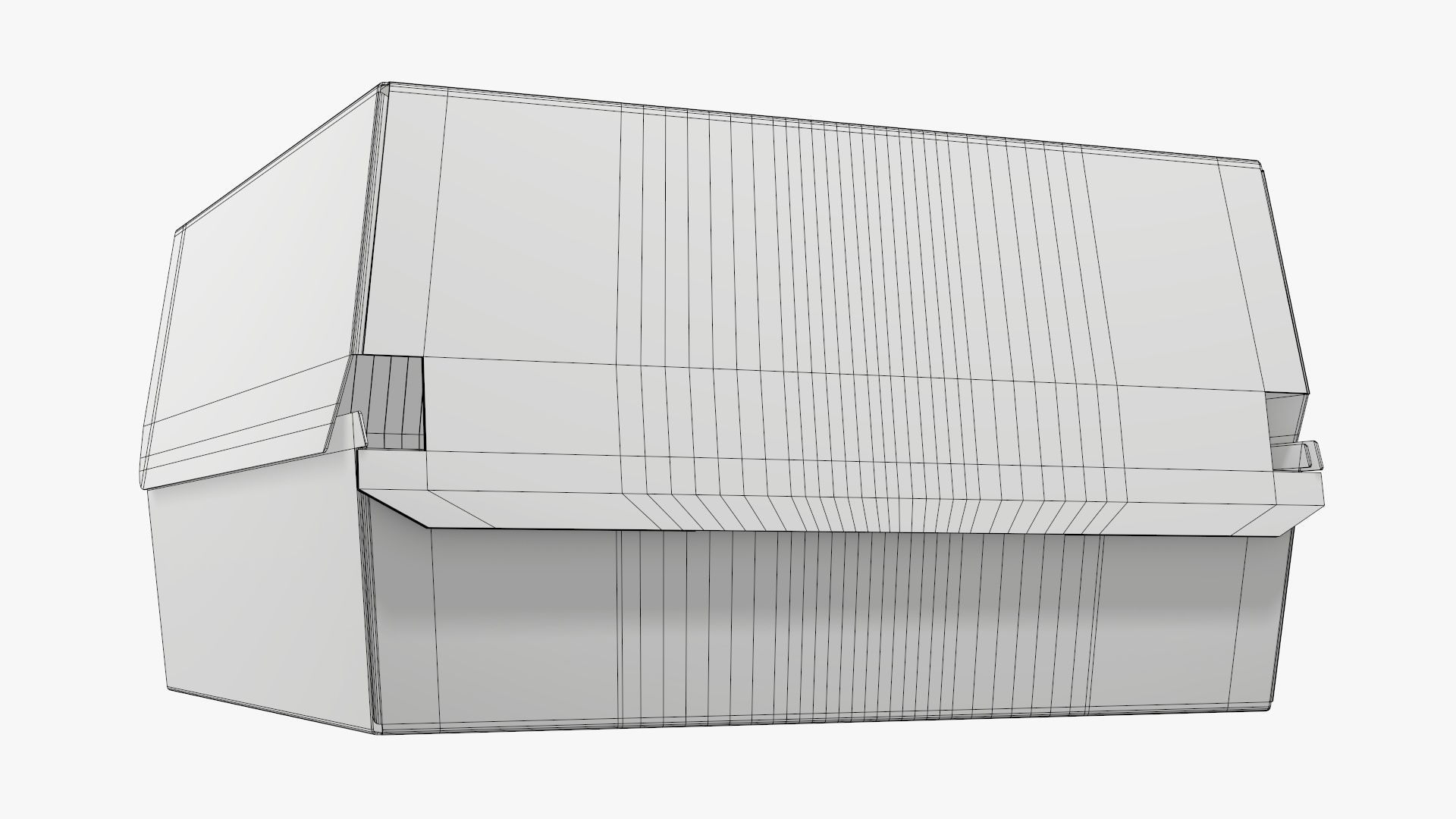 Empty fast food corrugated cardboard box 3D model_9