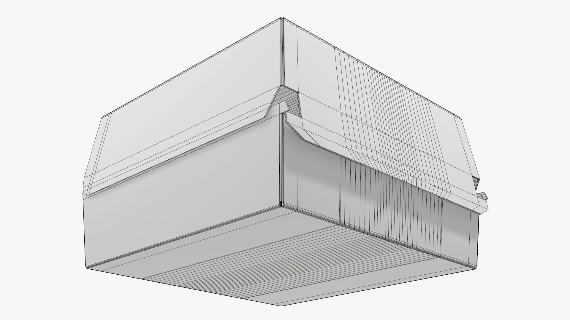 Empty fast food corrugated cardboard box 3D model_6