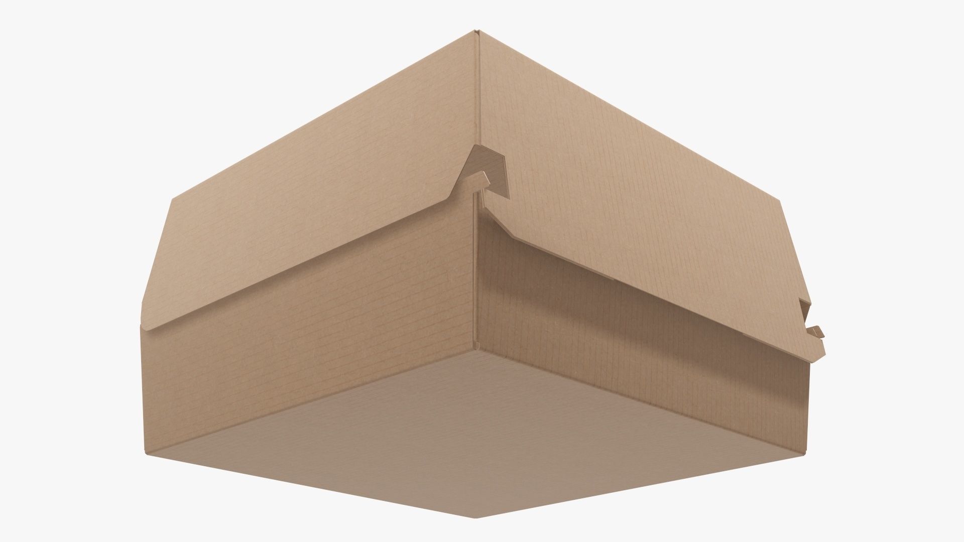 Empty fast food corrugated cardboard box 3D model_1