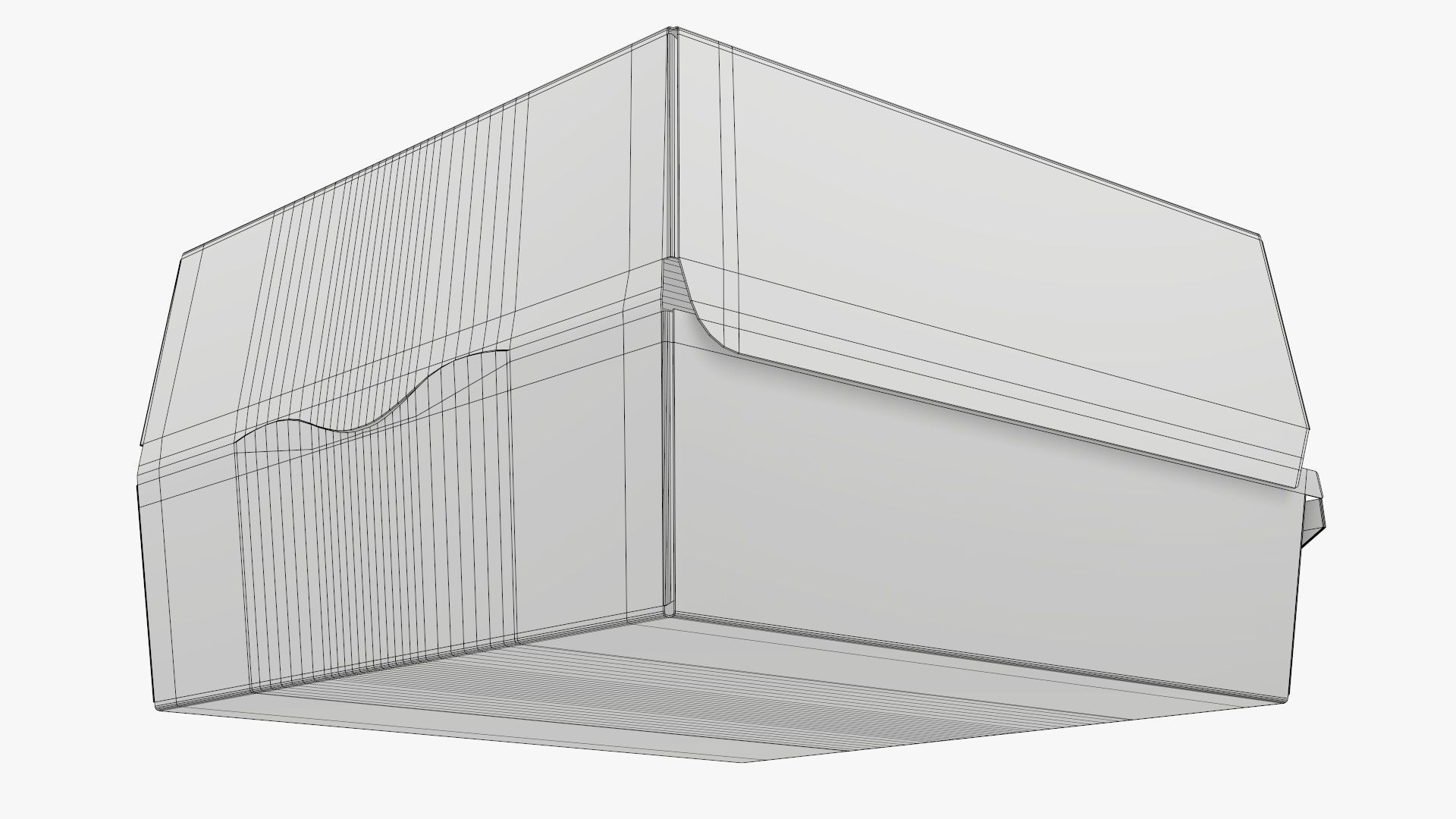 Empty fast food corrugated cardboard box 3D model_7