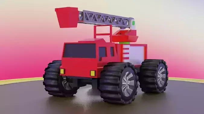 Fire Truck Toys Lowpoly