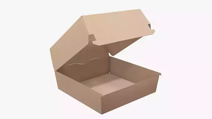 Empty fast food corrugated cardboard box open