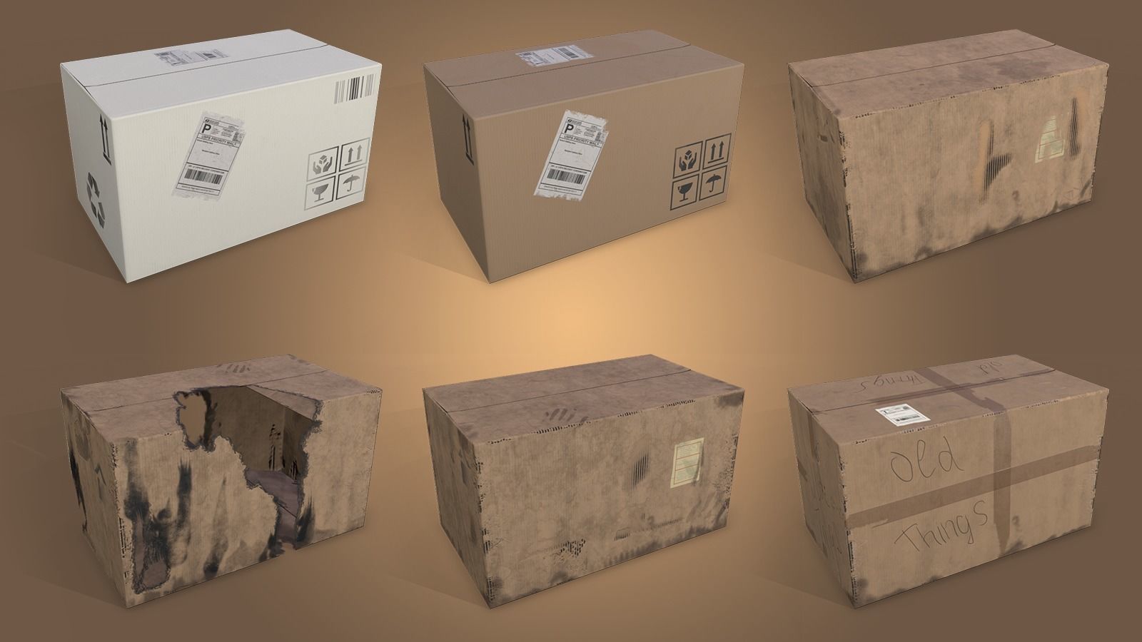 cardboard box Low-poly 3D model_2