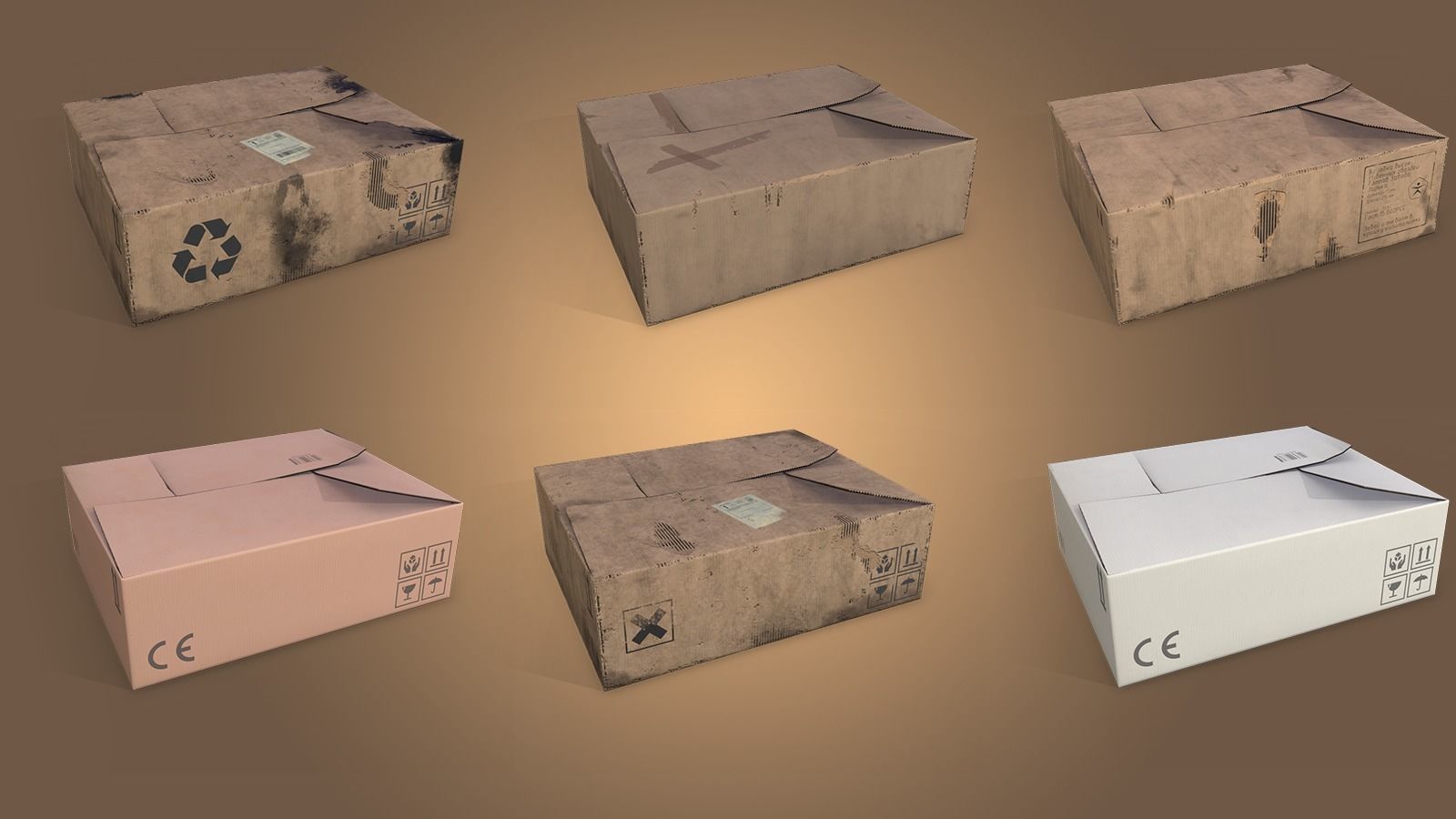 cardboard box Low-poly 3D model_1