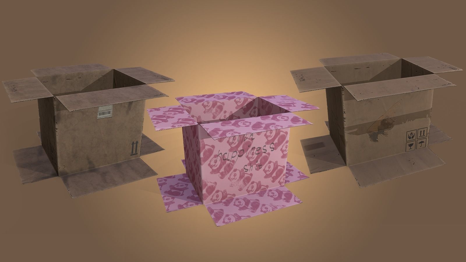 cardboard box Low-poly 3D model_3