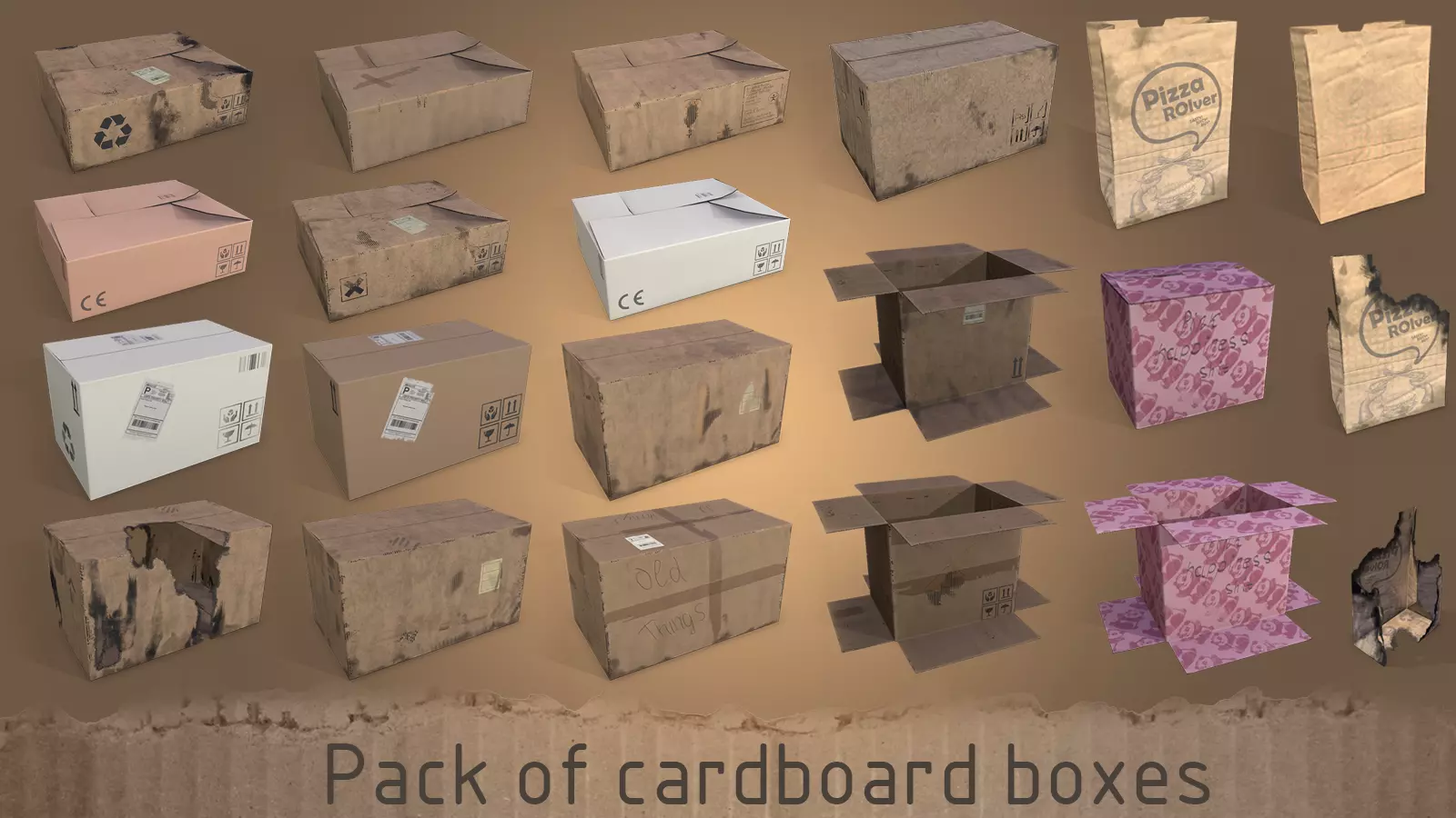 cardboard box Low-poly 3D model_0