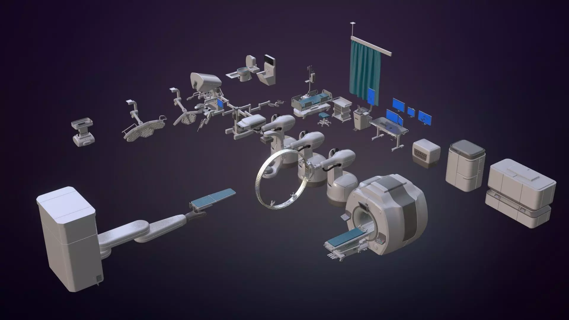 Hospital Set - Medical Equipments 3D model_0