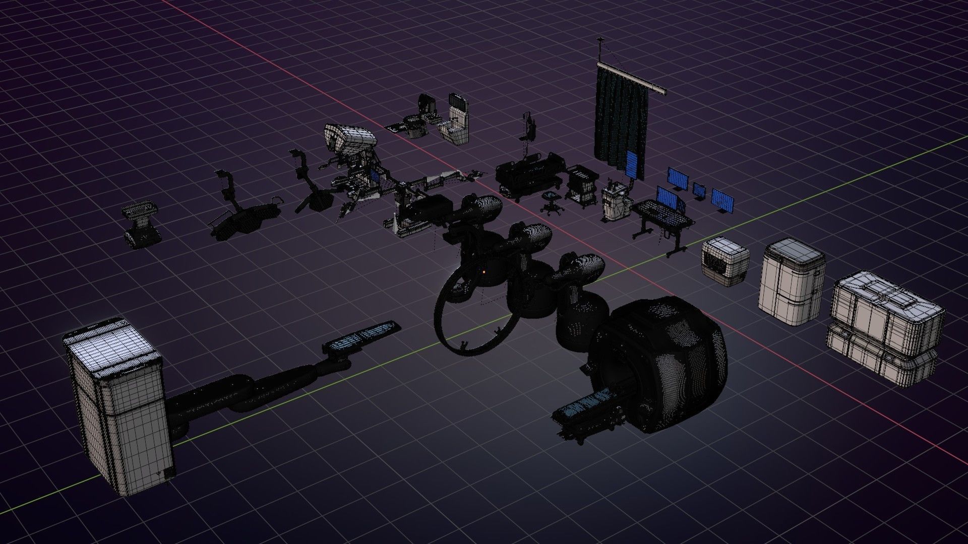 Hospital Set - Medical Equipments 3D model_1