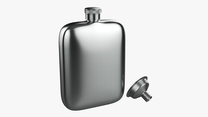 Liquor flask stainless steel 04 3D model