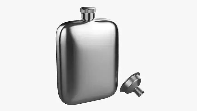 Liquor flask stainless steel 04 3D model