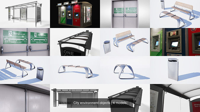 City environment objects 3D Model Collection