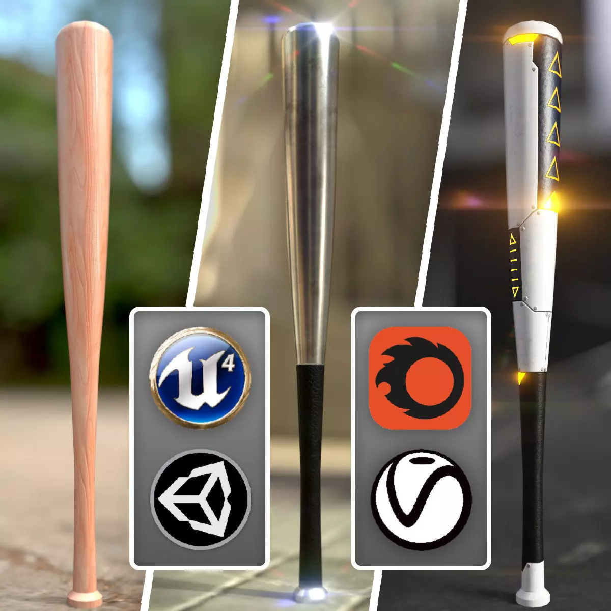 Club bat Low-poly 3D model_0