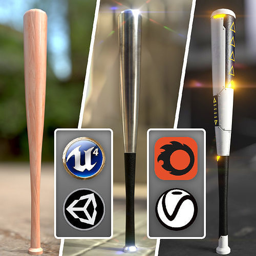 Club bat Low-poly 3D model