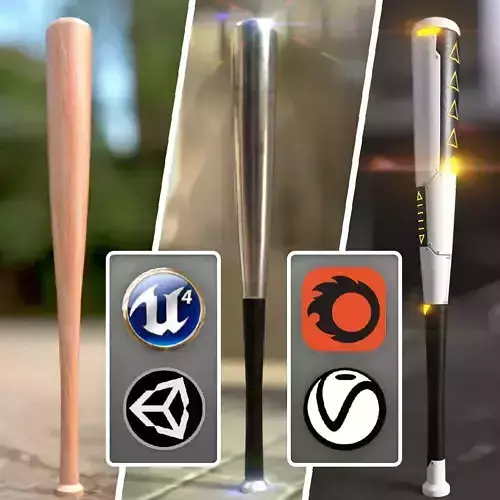 Club bat Low-poly 3D model