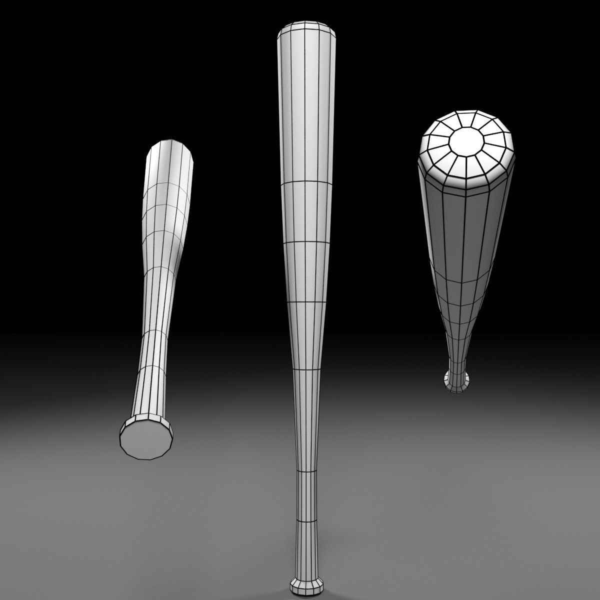 Club bat Low-poly 3D model_4