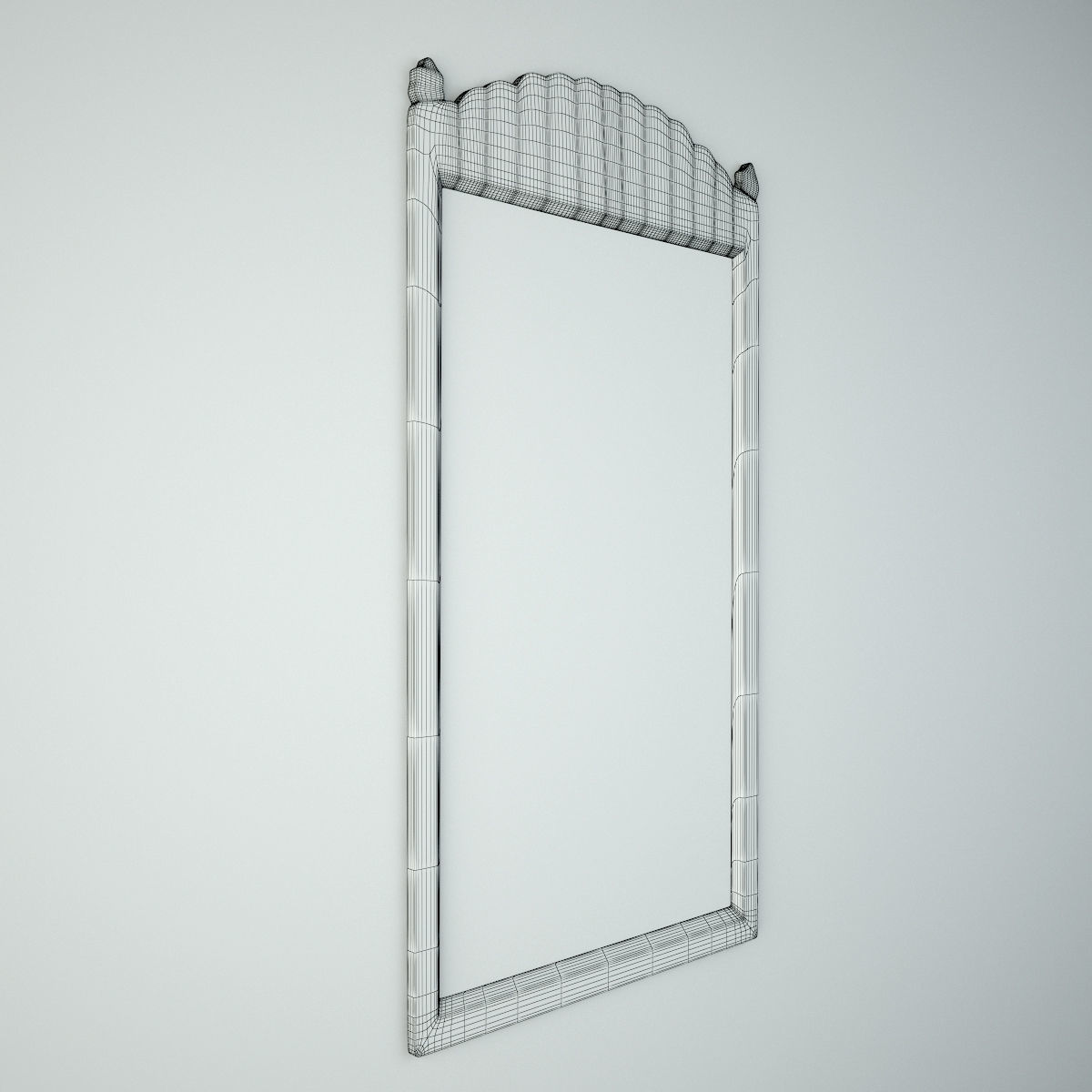 Antique Balinese Carved Mirror 3D model_4