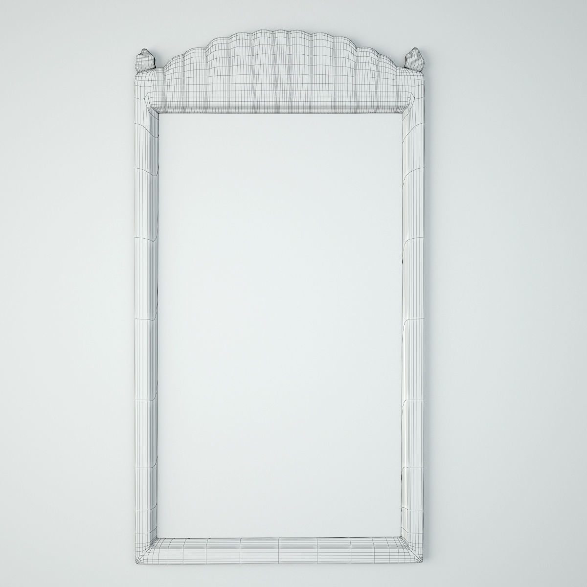 Antique Balinese Carved Mirror 3D model_2