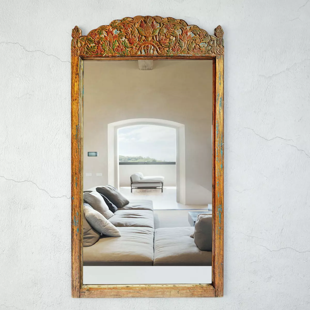 Antique Balinese Carved Mirror 3D model_0