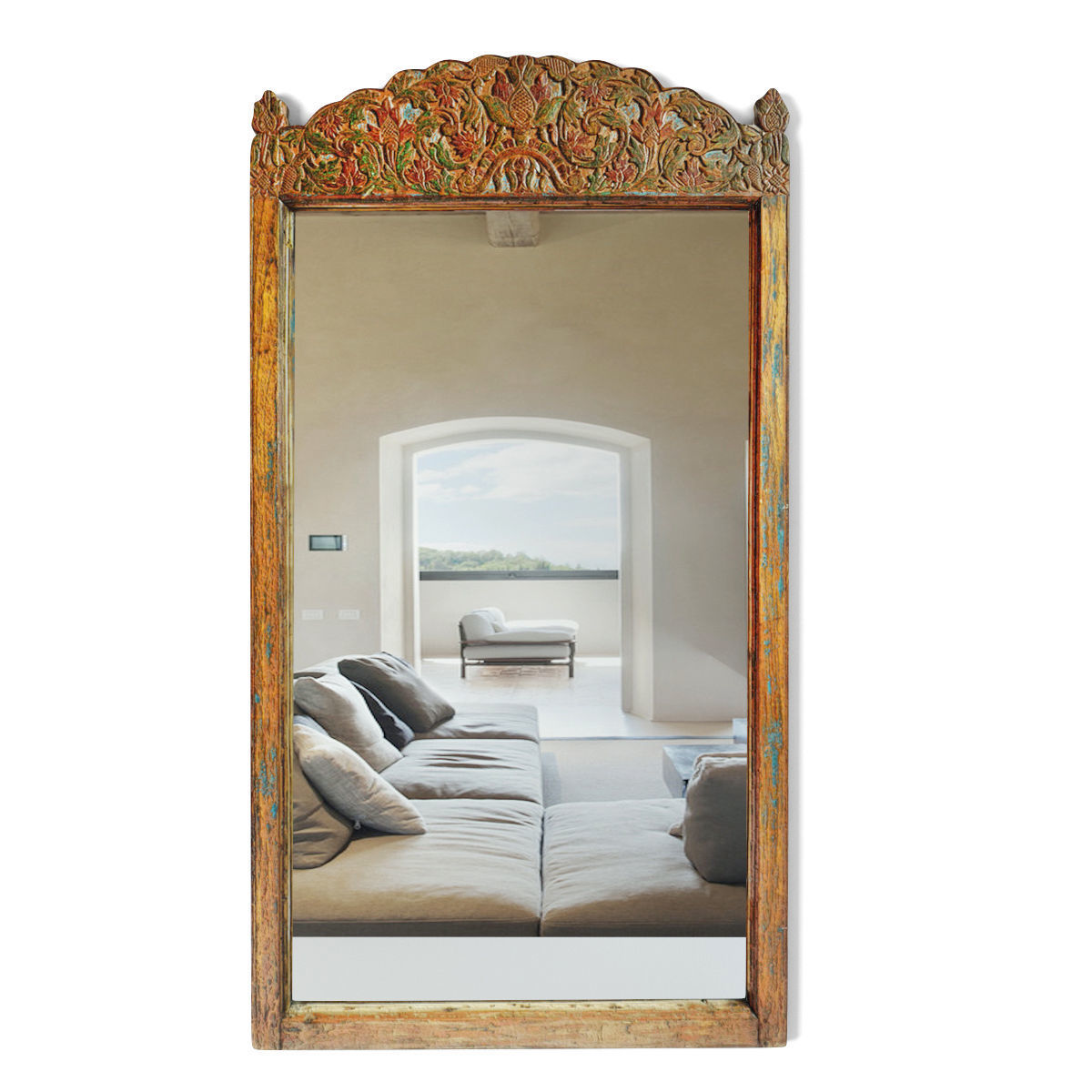 Antique Balinese Carved Mirror 3D model_1