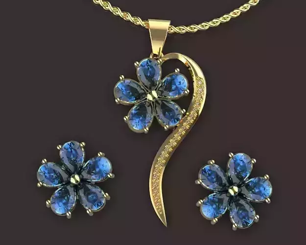  pear earring and pendent  Silver Gold  Print