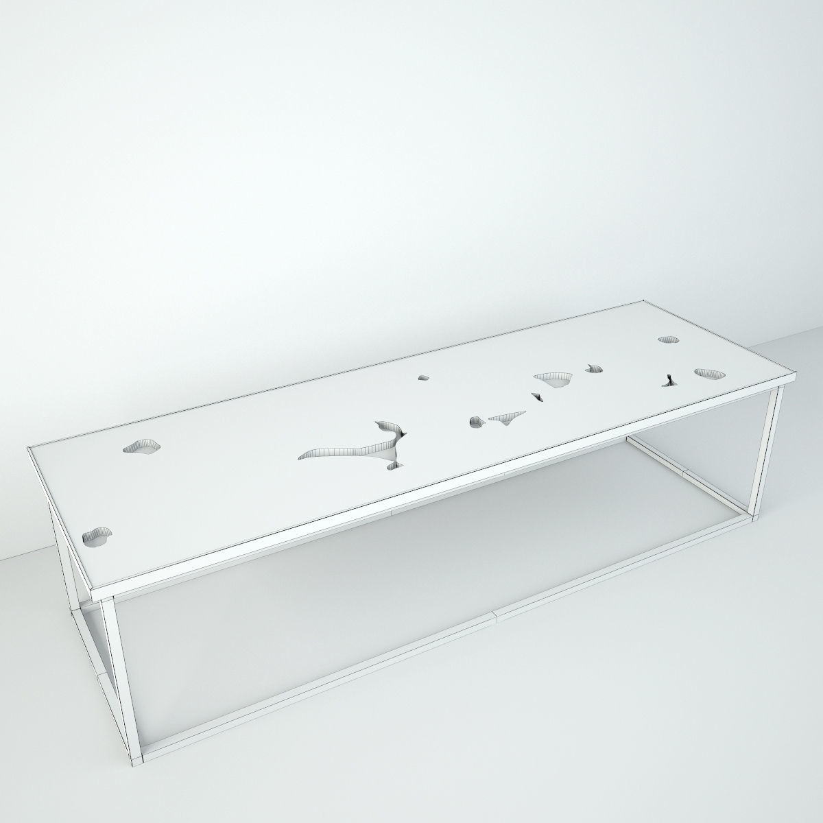 Teak Root Block Coffee Table 3D model_2