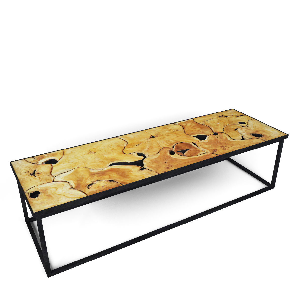 Teak Root Block Coffee Table 3D model_1