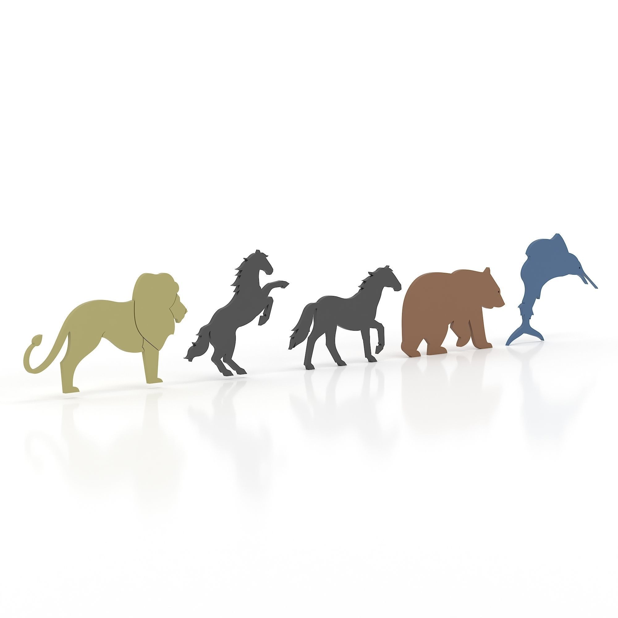 Animals 1 animal silhouettes 3D model_2