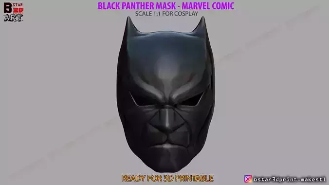 Black Panther Mask - Helmet for cosplay - Marvel comics 3D print model
