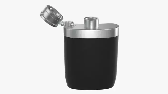 Liquor flask stainless steel plastic wrap open 3D model