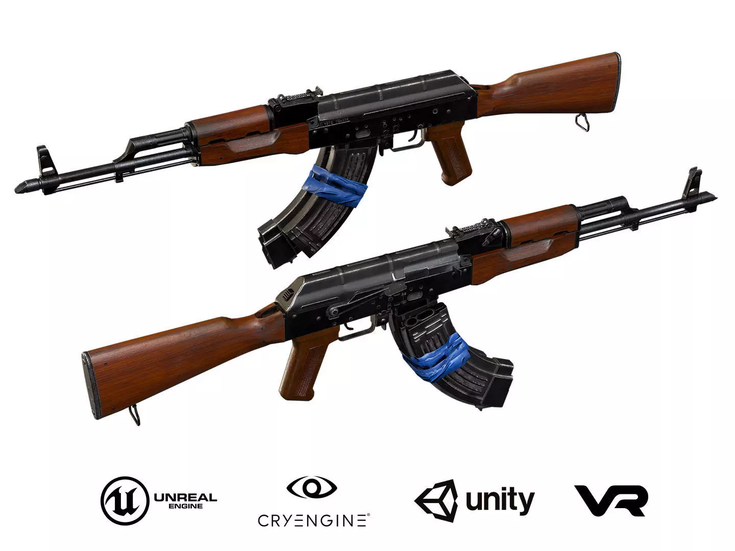 AKM with electrical tape Low-poly 3D model_0