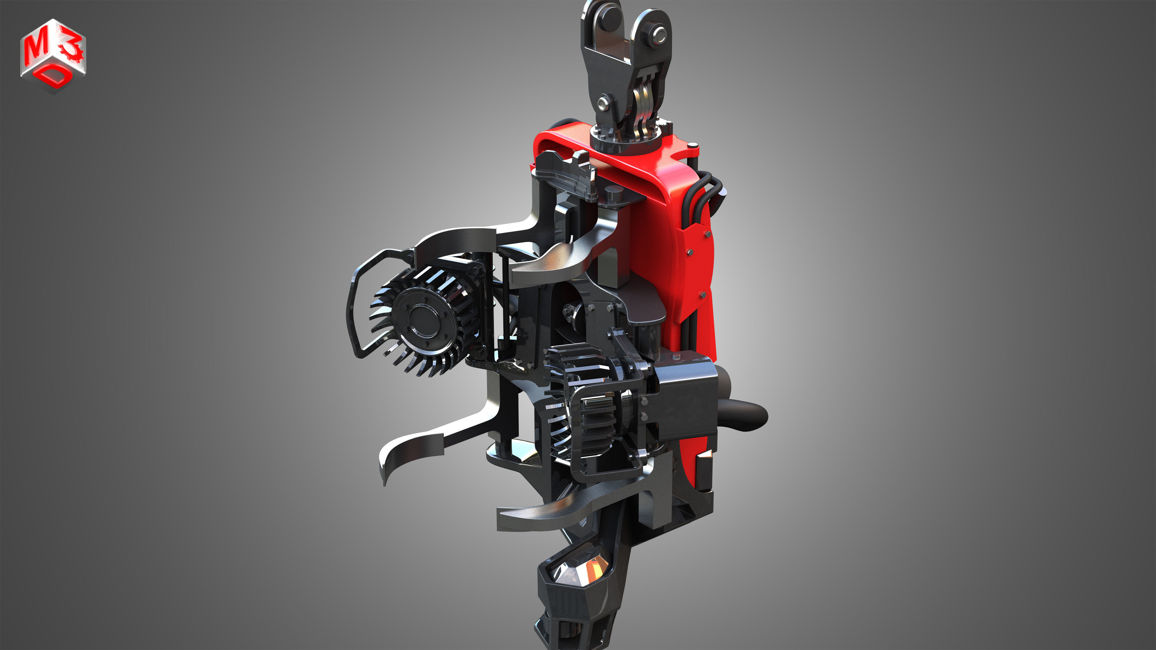 Komatsu Forestry Harvester Head 3D model_10