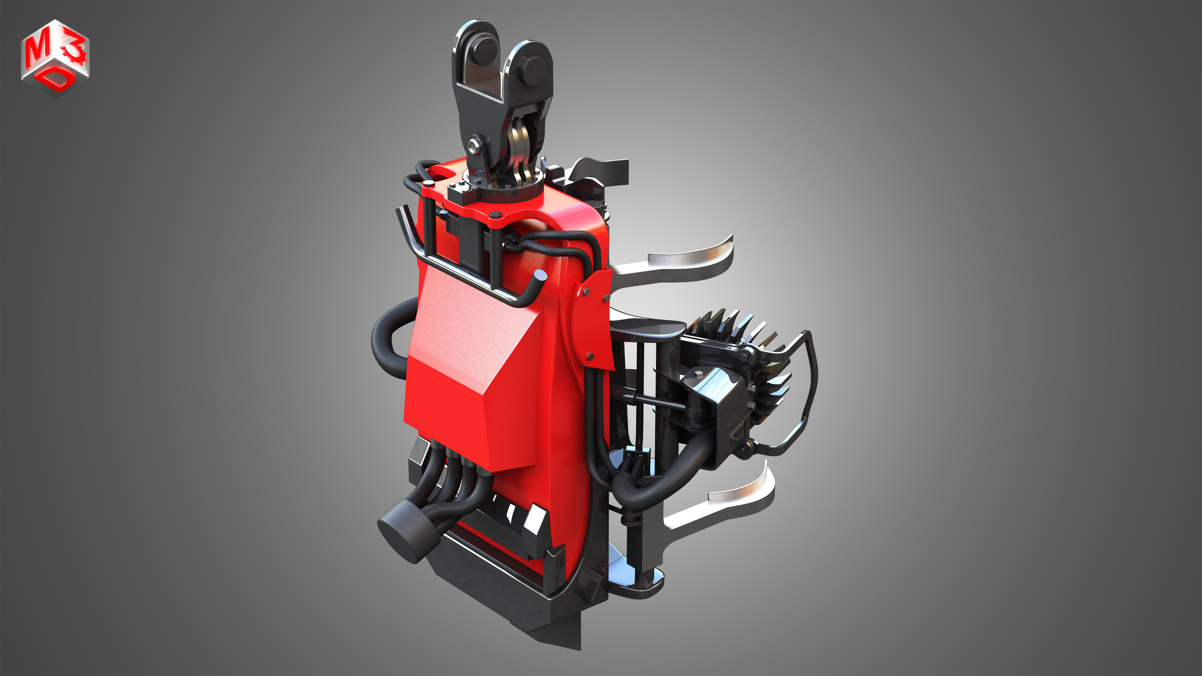 Komatsu Forestry Harvester Head 3D model_12