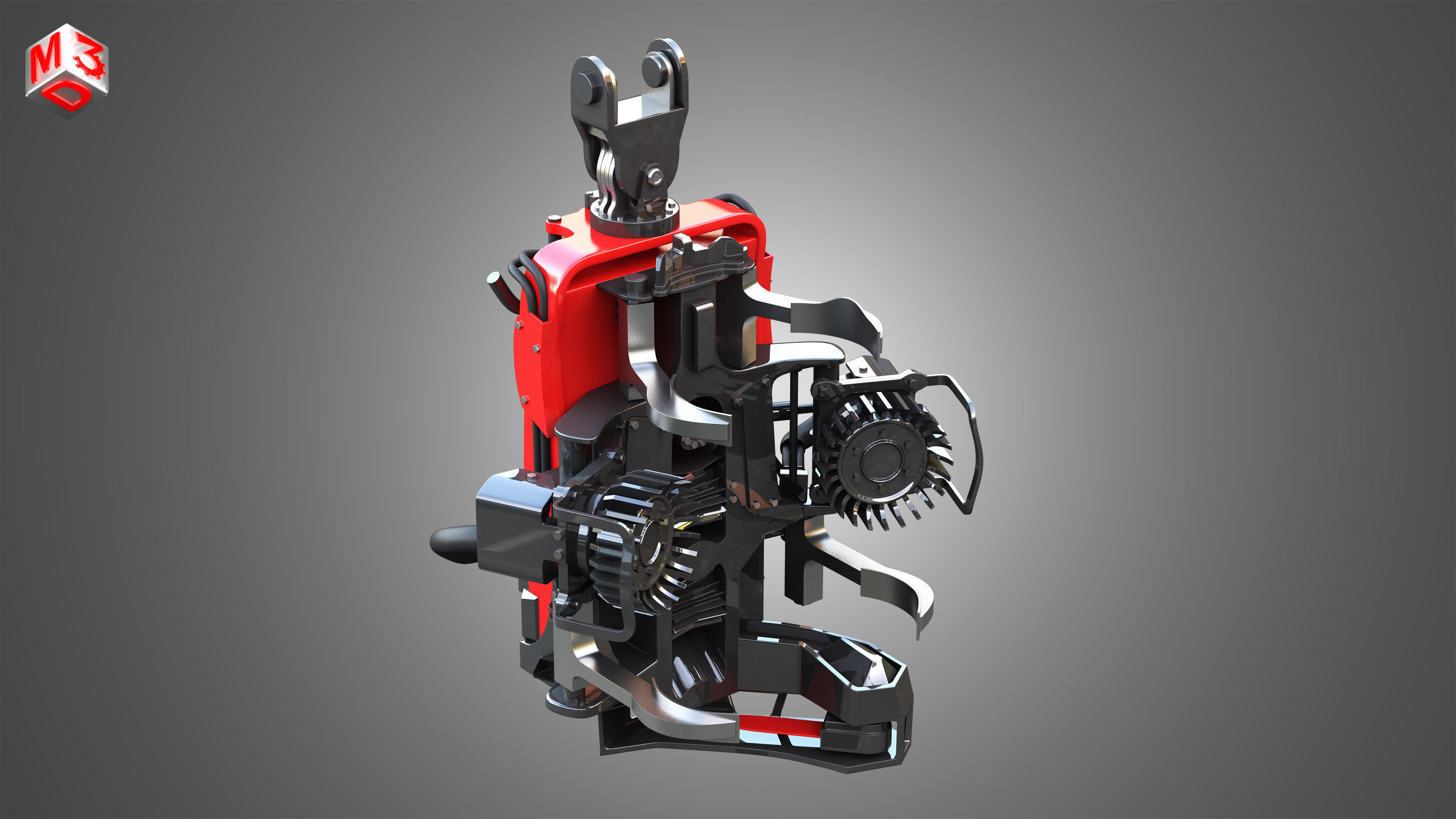 Komatsu Forestry Harvester Head 3D model_13