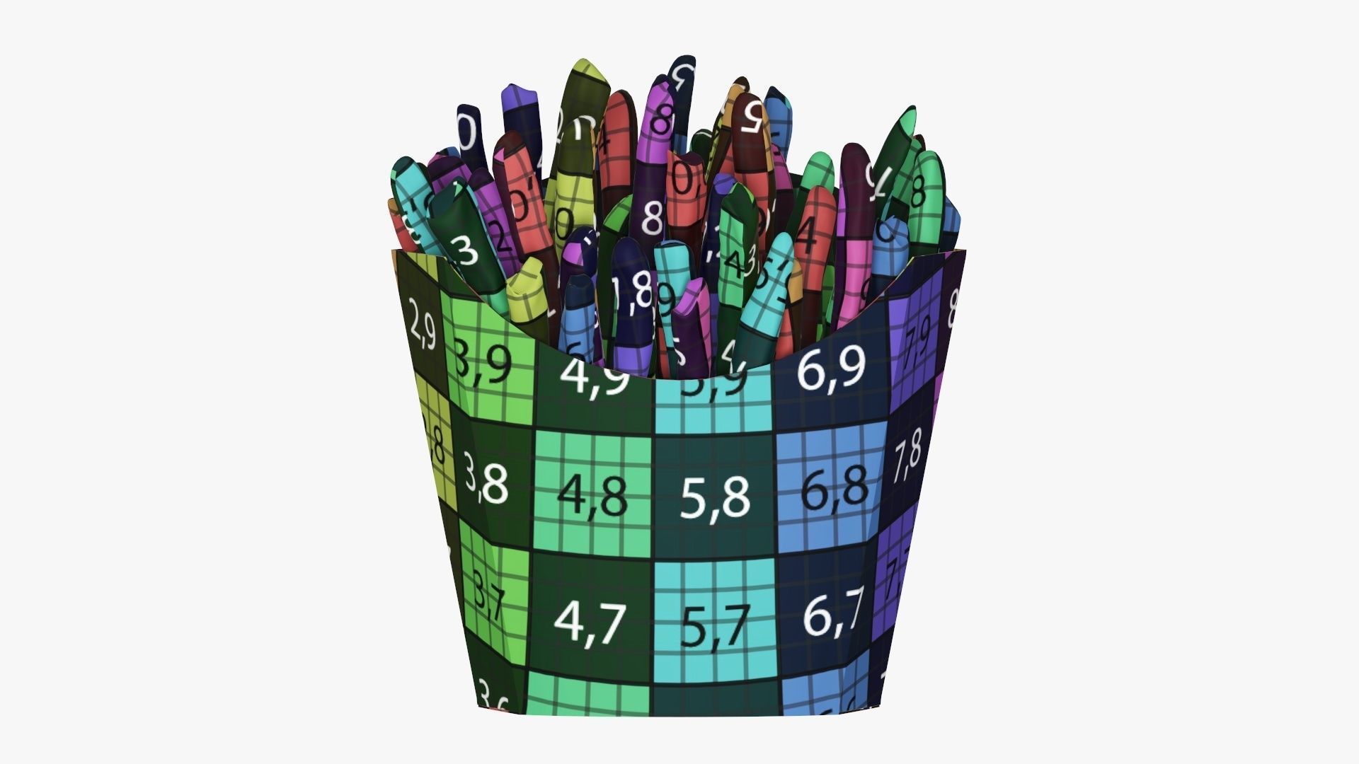 Fries french with fast food paper box 01 3D model_12